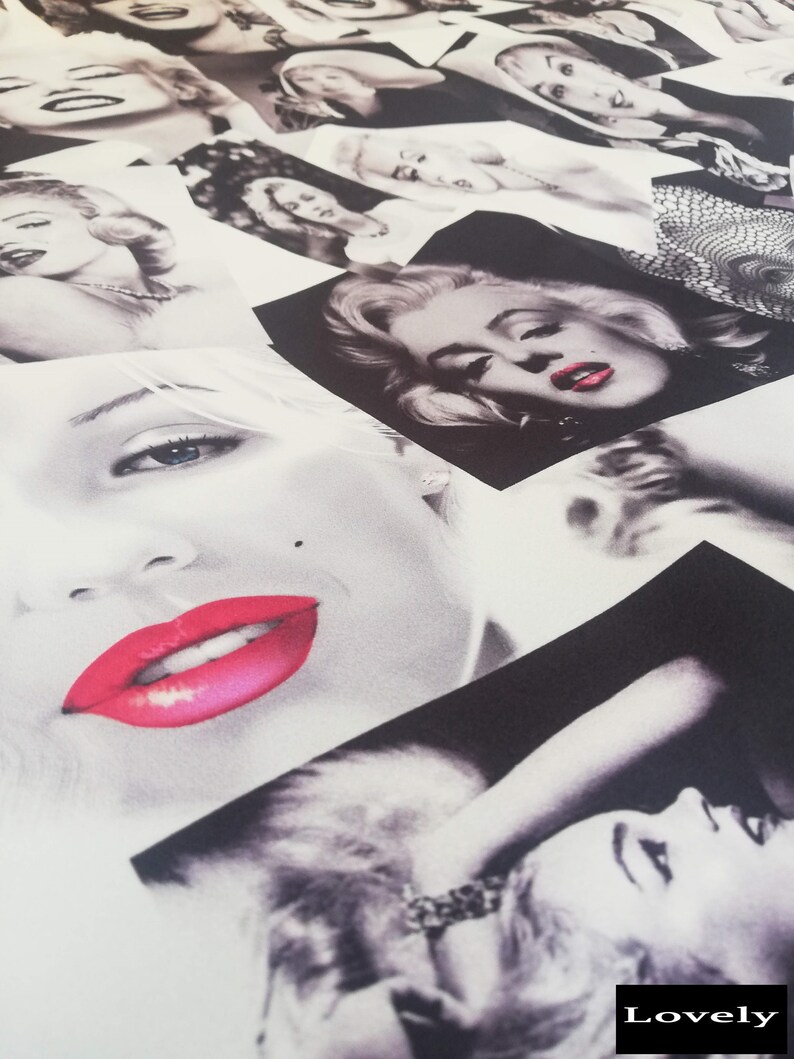 May include: A collage of black and white images of women with red lips. The images are arranged in a staggered pattern, creating a dynamic and modern design.