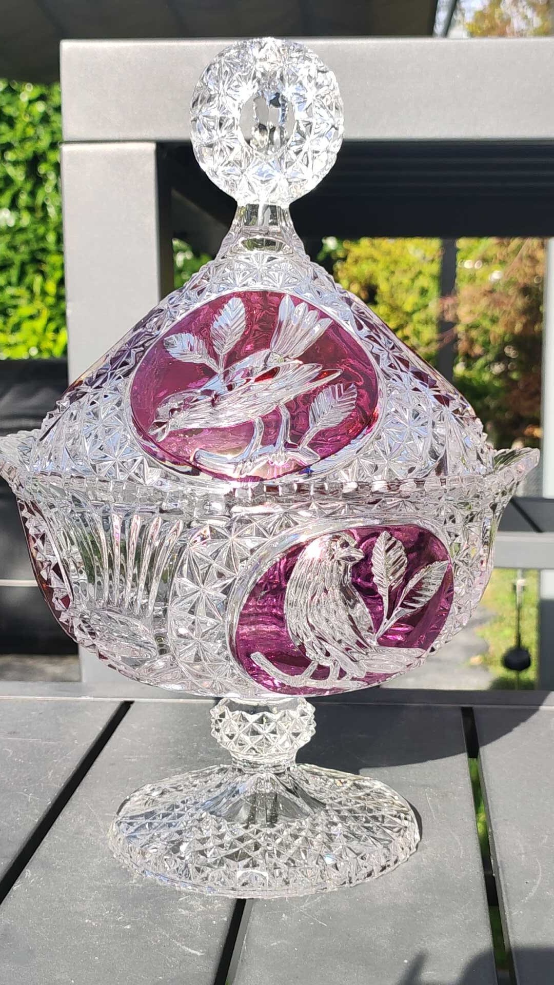 Hofbauer Ruby Byrdes Crystal Candy Dish. West Germany. Etsy