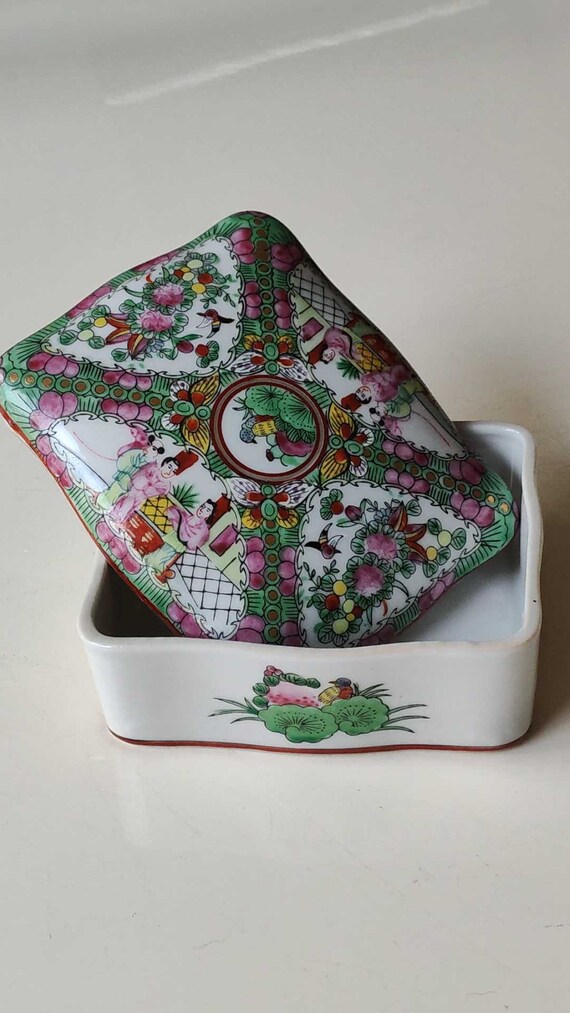 Boîte à Bijoux Ancienne Vintage à Motifs Roses - Déco Et Rangement - Objet D'occasion