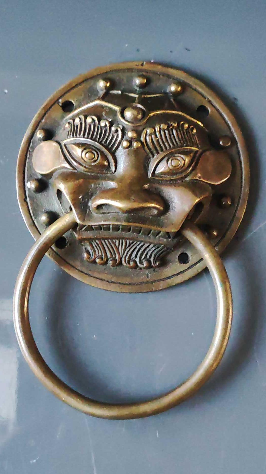 Poignée De Coffre Ou Heurtoir De Porte – Tête De Chien Foo Chinois – Fait Main – 11,5x7,5cm