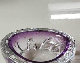 Vide-poche / Cendrier En Verre Soufflé Multicolore - Style Murano Vintage - Parfait état