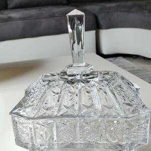 Large Rectangular Boho-Chic Crystal Candy Box on 4 spiral-shaped legs, enhanced with a multifaceted tip/Dim 21 x 19 cm