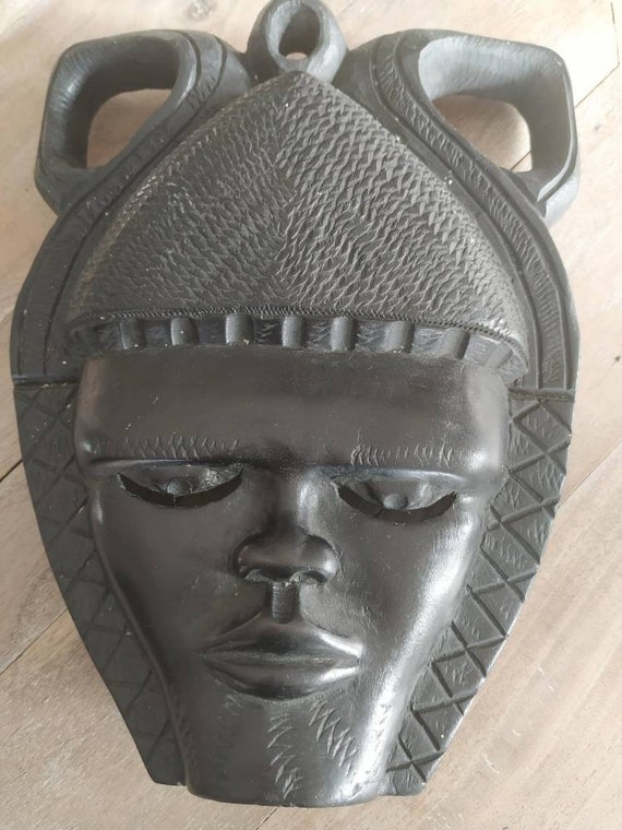 Masque Africain En ébène - Sculpture 45x18 Cm - 1.2 Kg - Occasion