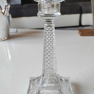 Old Flambeau Candlestick/Candlestick in Art Nouveau/Early 20th century molded glass, Vallerysthal and Portieux - Empire/Regence style