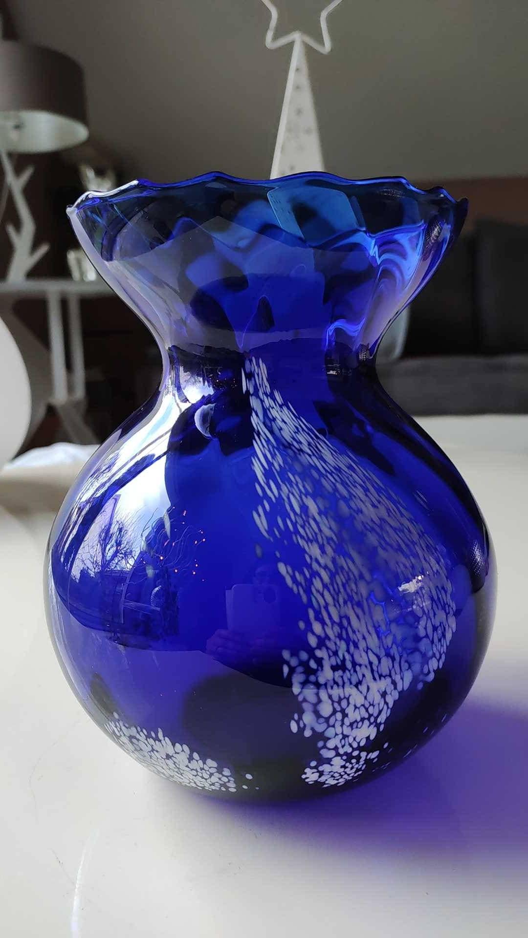 Vase En Verre Bleu Cobalt - Hauteur 20 Cm - Parfait état
