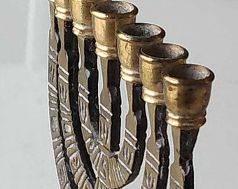 Ancienne ménorah chandelier de culte hébreu, judaïque, kabbale talmud 7