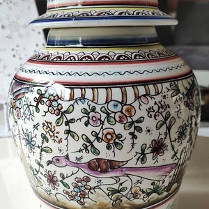 Prächtige Potiche/Ingwerkanne/Teekanne, Museumsreproduktion aus dem 17. Jahrhundert, handgemalte Kunst und Dekoration – glasierte Keramik
