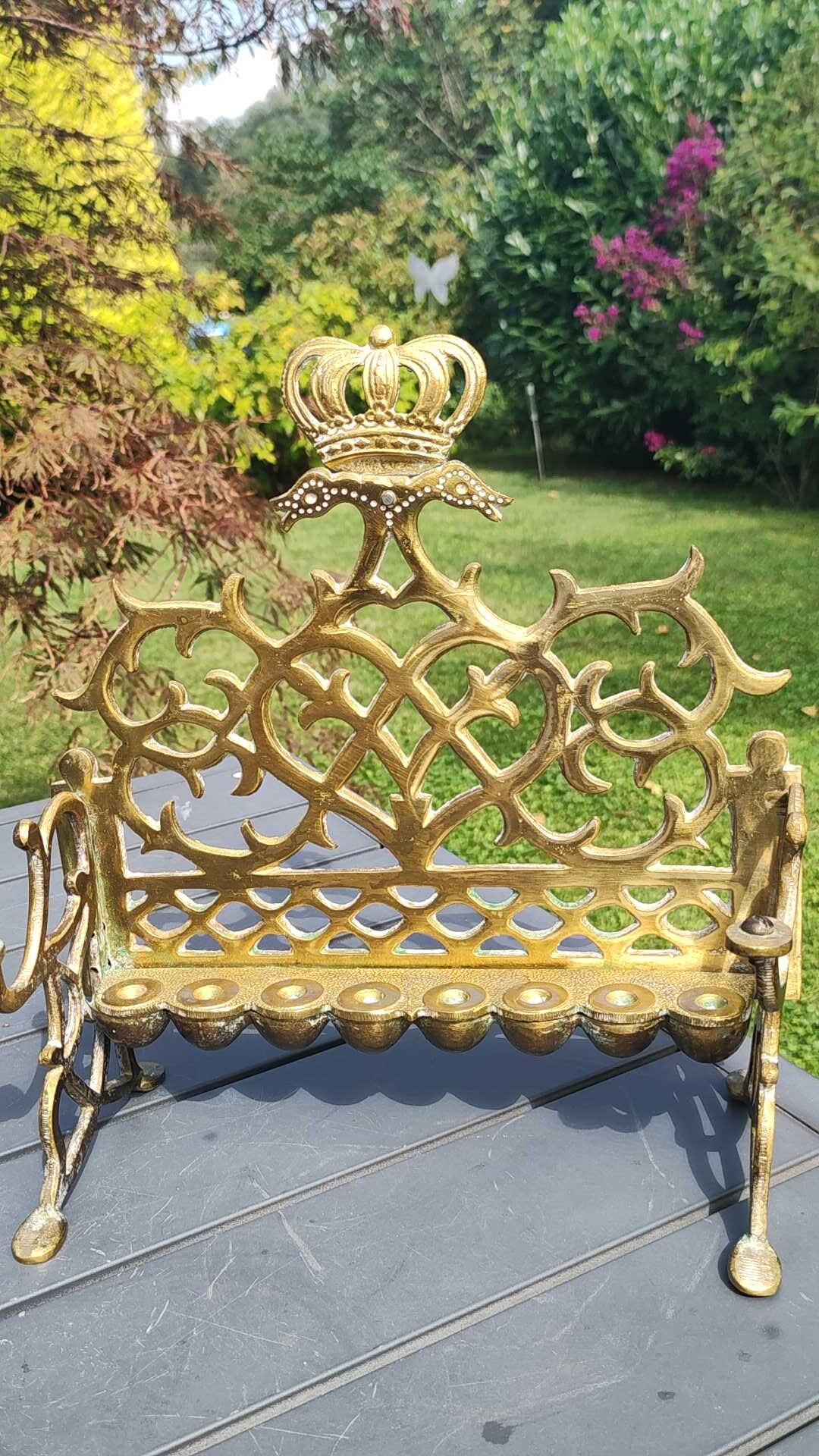 Jewish/hebrew Antique/hanukkah Oil Lamp Bench Shaped Scroll Etsy