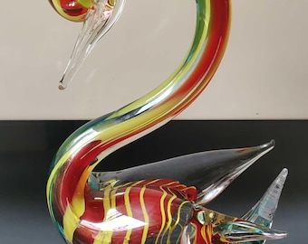 ヴィンテージアートガラスグリーンダックスワンフィギュアゴージャスで