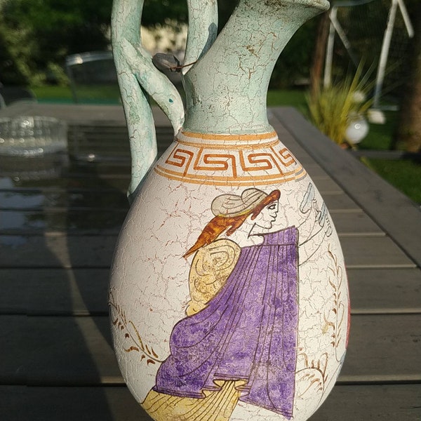 Reproduction originale d une vase/d une Amphore Grec. En céramique datant de 530 BC. Avec plomb Garantie de qualité. 25 cm. TTB état