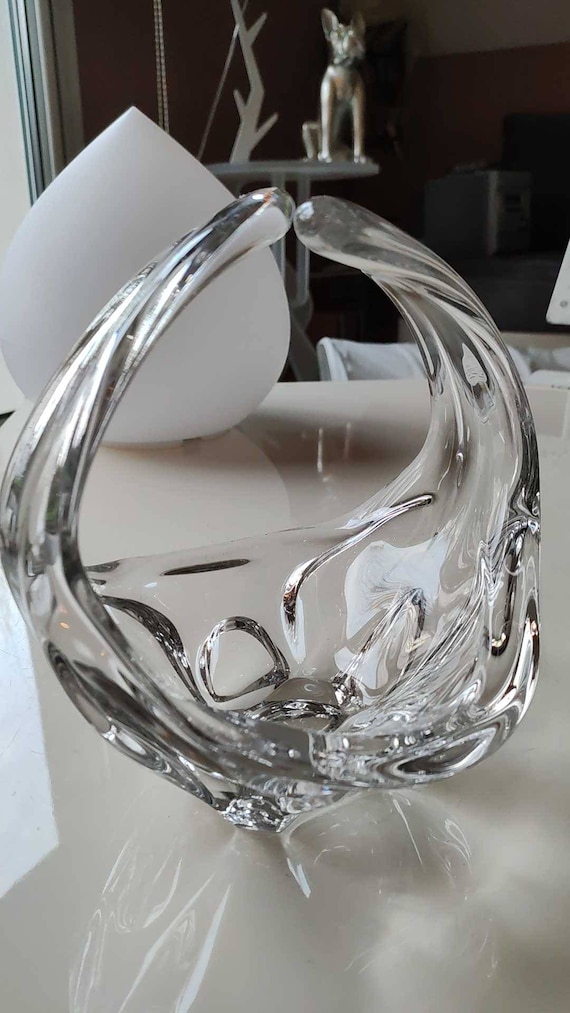 JUNYFFF Coupe à Fruits En Verre Cristal - Diamètre 22cm - Design Moderne Pour Salon/Cuisine - Rouge