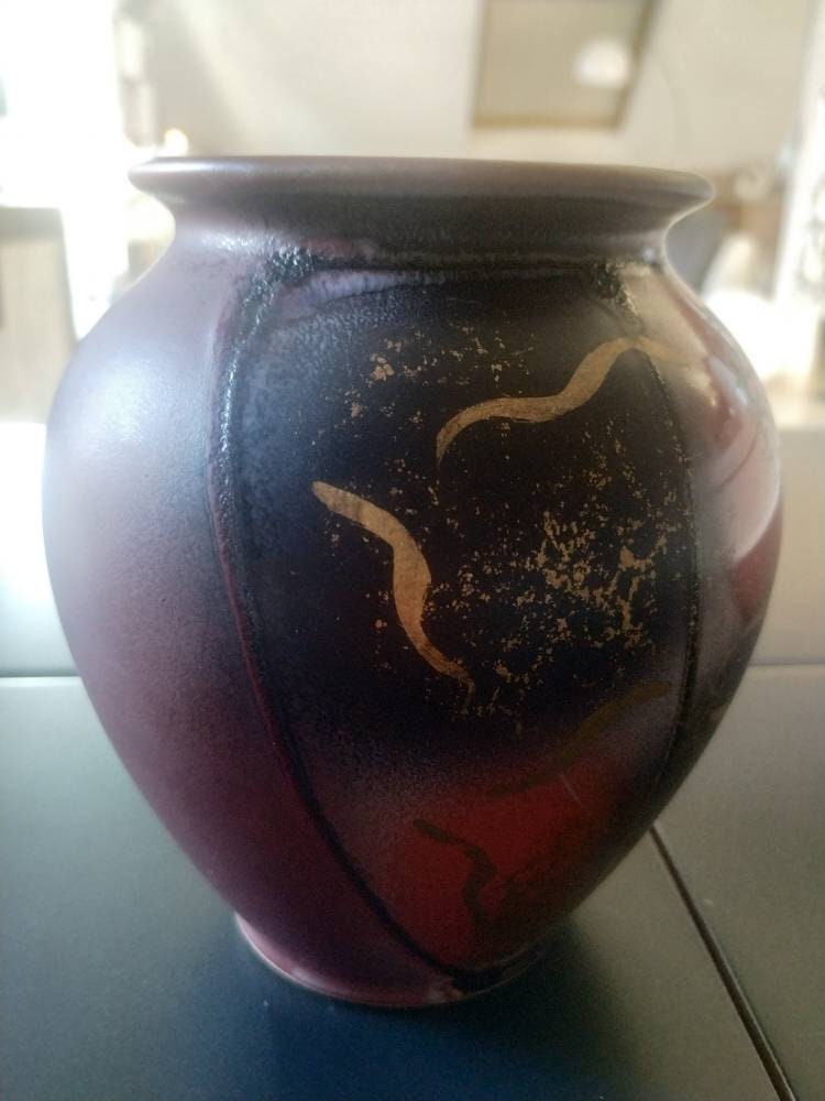 Vase Boule en Céramique Vintage Bay Keramik, D Allemagne de L Ouest, Signé W.germany & Numéroté 650-