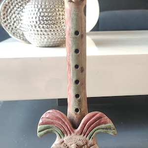 Flûte En Terre Cuite Style Précolombien Aztèque/Maya - Reproduction - 30 Cm