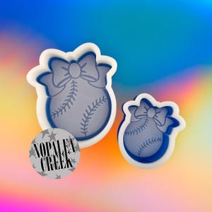 Baseball & Bow Silicone Mold- Silicone Mold, Freshie Mold, Wax Melt Mold, Candle Mold, Soap Mold, Aroma Bead Mold, Food Mold