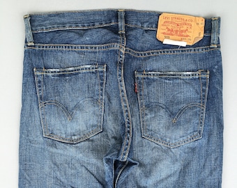 Size 33x31.5 Vintage Levis 505 Regular Fit Stonewash Blue Jeans Levis 505 Denim 90s Faded Dirty Denim Regular Fit Distressed Jeans W33