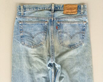 Size 30x33.5 Vintage Levis 501 Dirty Denim Jeans Light Washed Jeans Levis 90s Faded Blue Button Fly Distressed Jeans Levis Ripped Jeans W30