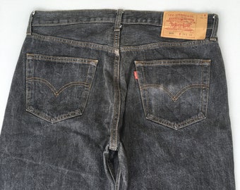 Size 32 Vintage Levis 501 Black Jeans High Waisted 90s Faded Dirty Levis Denim Distressed Jean Mom Levis Usa Jeans Boyfriends Jeans