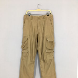 Size 34x32.5 B.C.B.S Japan Drawstring Hem Cargo Pants Brown Workwear Pants Tech Wear Pants Multi Pocket Utility Brown Tactical Pants W34