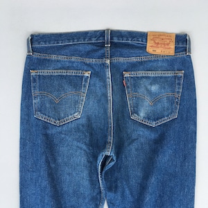 Size 35x30 Vintage Levis 501 Indigo Blue Jeans Men Levi&#39;s 1990s Faded Denim Stonewash Button Fly Levi&#39;s Distressed Regular Fit Levis  Jeans