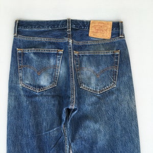 Size 30x33 Vintage 90s Levi&#39;s 501XX Faded Dark Blue Dirty Jeans Levis High Waisted Levis Stonewash Denim Distressed Straight Leg Jeans W30