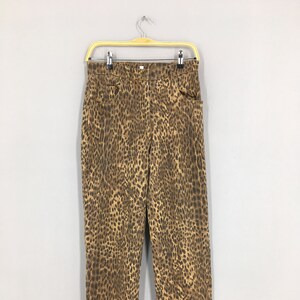 Size 28x28 Vintage Style Works Leopard Print Pants Slim Fit Casual Pants Animal Printed Multicolor Zipper Tiger Loepard Streetwear Pants W28