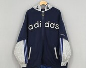 Adidas Trefoil Pullover Hoodie XLarge Vintage 80s Adidas Sherpa Jumper Hip Hop Adidas Sweater Zipper Parka Jacket Size XL