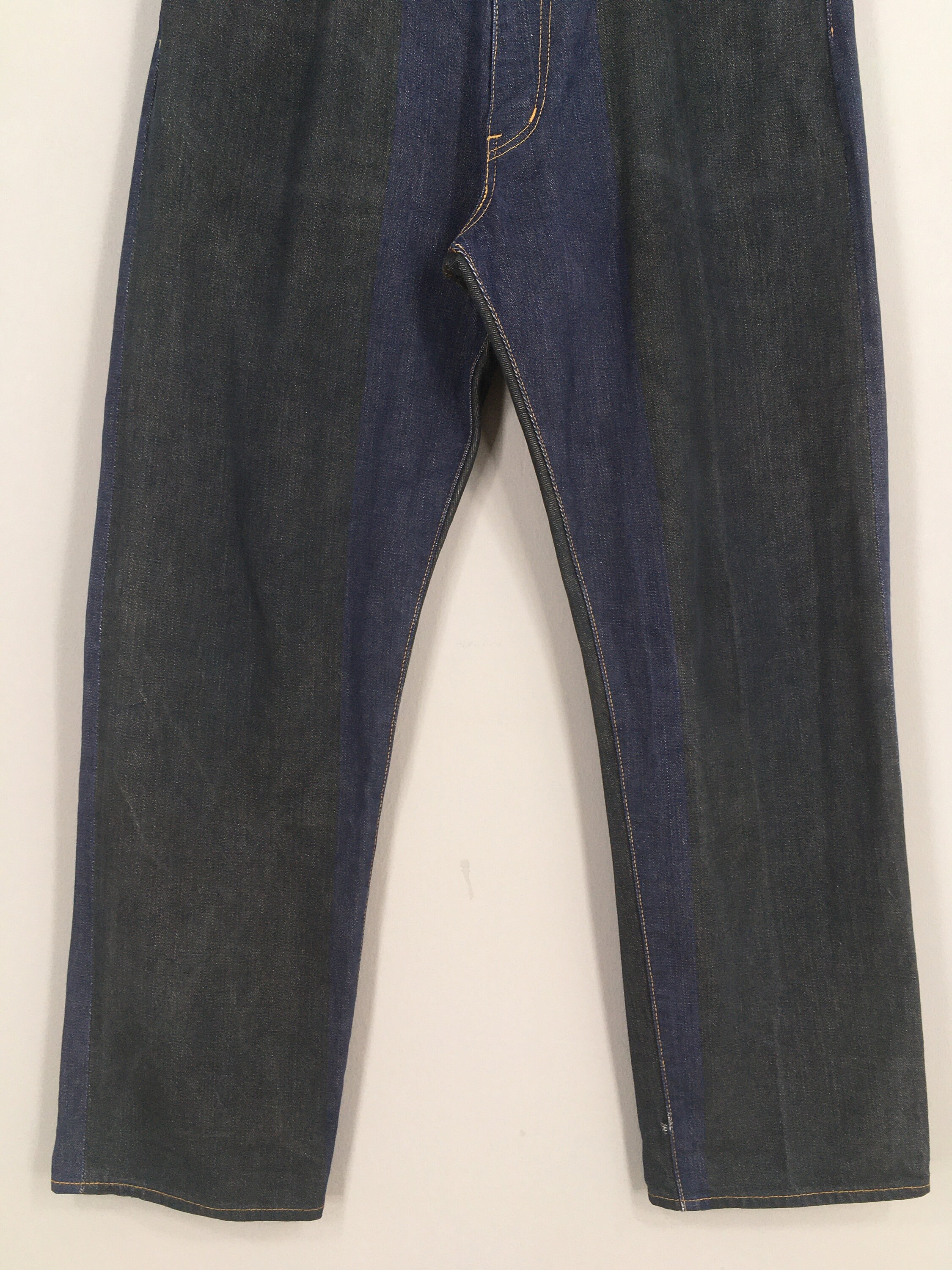 Size 32x27.5 Needles Japan Two Tone Denim Straight Cut Black