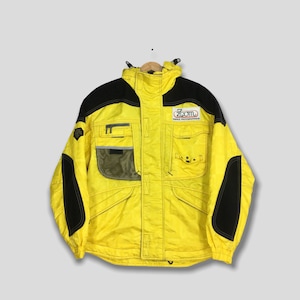 Vintage Descente Japan Ski Wear Jacket Hoodie Medium Descente Winter Coat Jacket Descente Cold Weather Skiing Yellow Jacket Coat Size M