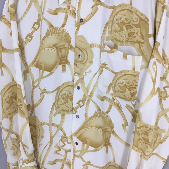 Vintage Designer Novelty Baroque Polyester Shirt … - image 4