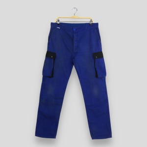 Size 35x31.5 Vintage 80s Lafodex French Workwear Pants French Blue Cargo Pants 70s Frenchwork Chore Pants Utility Multi Pocket Trouser W35