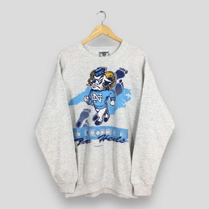 Vintage 90s North Carolina Tar Heels NCAA Sweatshirt XLarge UNC Tar Heels Football Printed Logo Crewneck University of Carolina Sweater XL