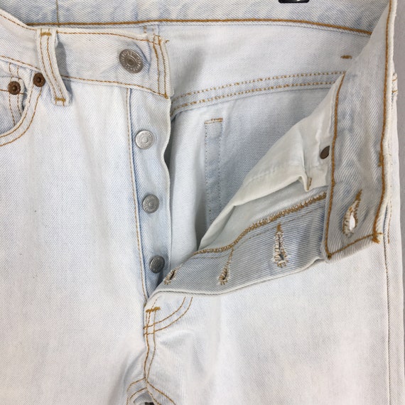 Size 28x30 Vintage 90s Levi's 501 Faded Pale Blue… - image 6