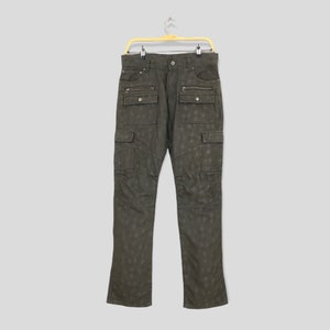 Size 30x31 Semantic Design Denim Cargo Pants Black Slim Fit Pants Diamond Checkered Art Multi Pocket Utility Japanese Streetwear Trouser