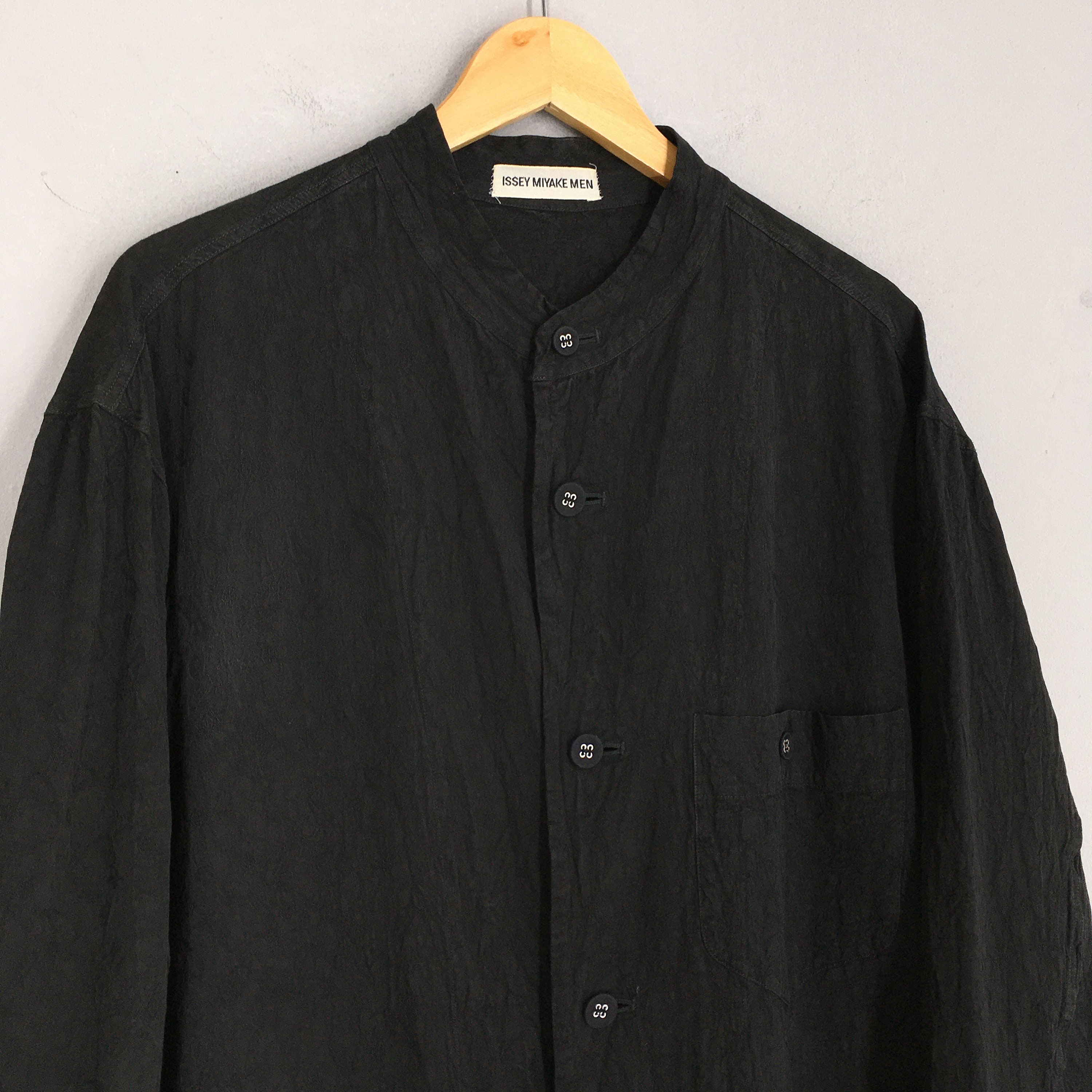 Issey Miyake Men Black Oxfords Shirt Xlarge Issey Miyake Japan