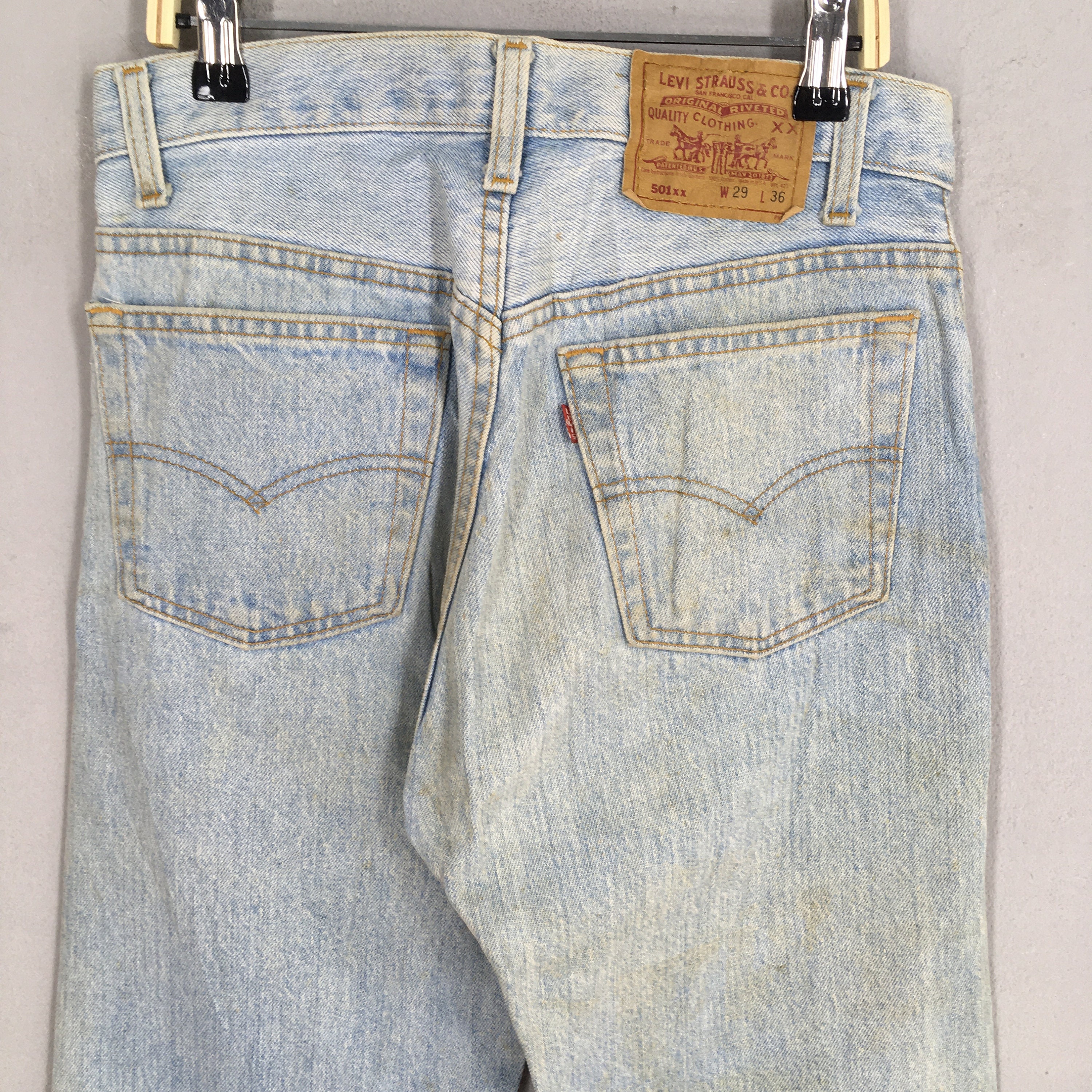 Size 27x33 Vintage 90s Levi's 501 Faded Blue Jeans Light Wash