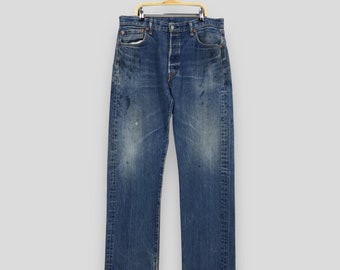 Size 33x33 Vintage 90s Levi's 501 Faded Blue Jeans Light Wash