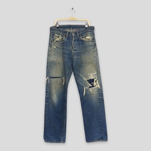 Size 30x29 Vintage 1970s Levi&#39;s 501 Selvedge Jeans Levi&#39;s Faded Blue Jeans Levi&#39;s Distressed Thrashed Denim 60s Levi&#39;s 501 Redline Jeans #6
