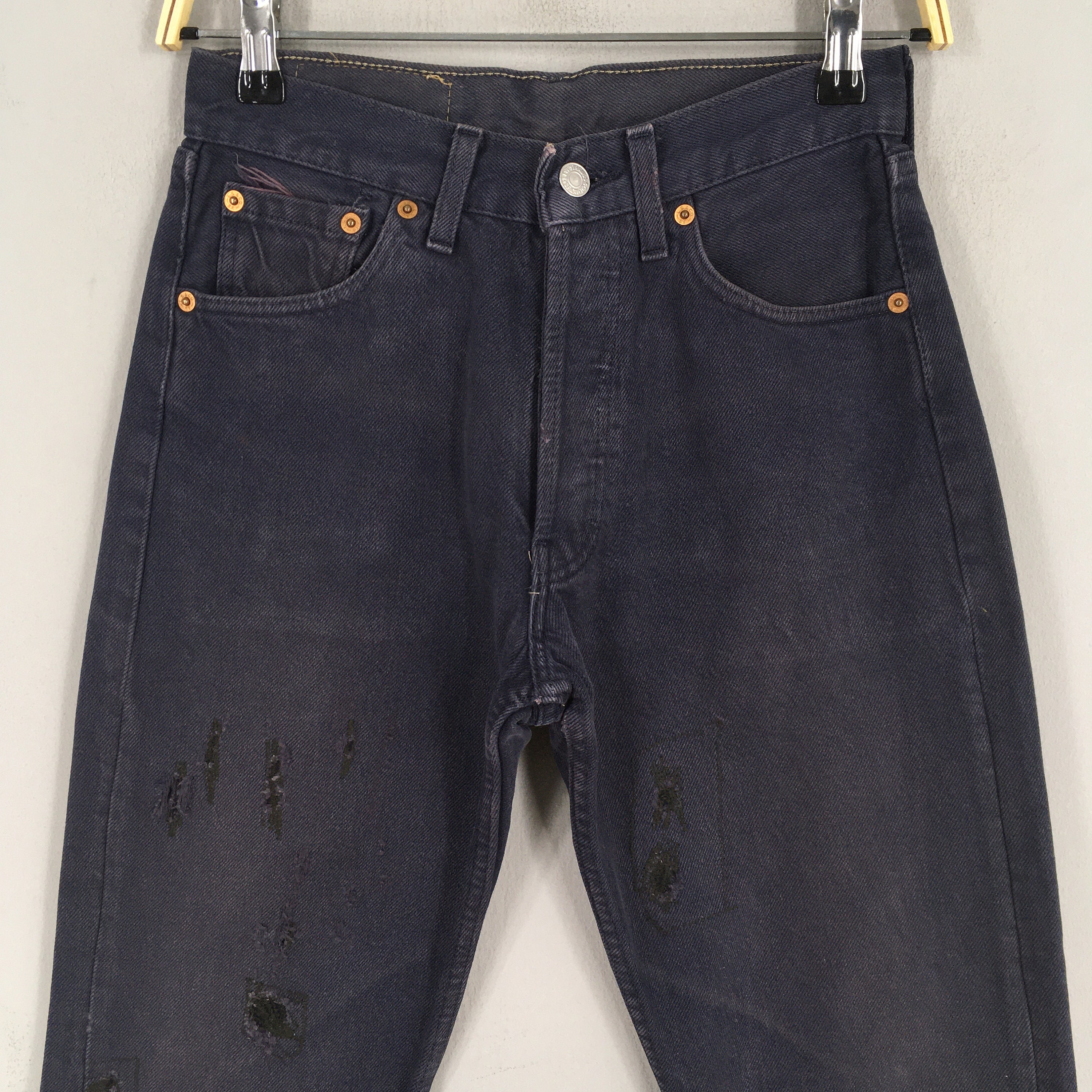 Size 25x29 Vintage 90s Levi's 501 Black Jeans Light Wash Levi's