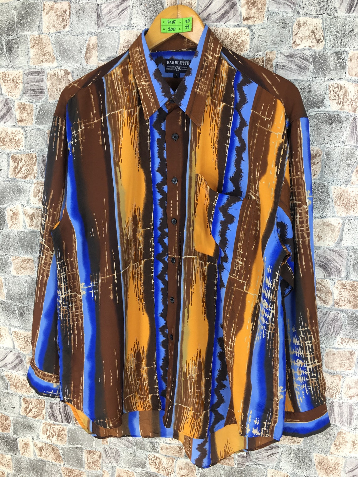 Novelty Baroque Polyester Shirt Large Vintage 90s Abstract Pop Etsy