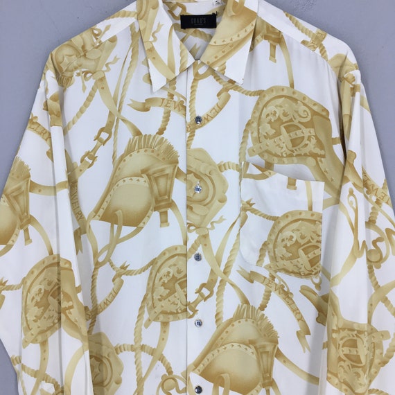 Vintage Designer Novelty Baroque Polyester Shirt … - image 2