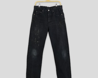 Size 28x33.5 Vintage Levis 503 Dark Black Jeans Straigh Leg