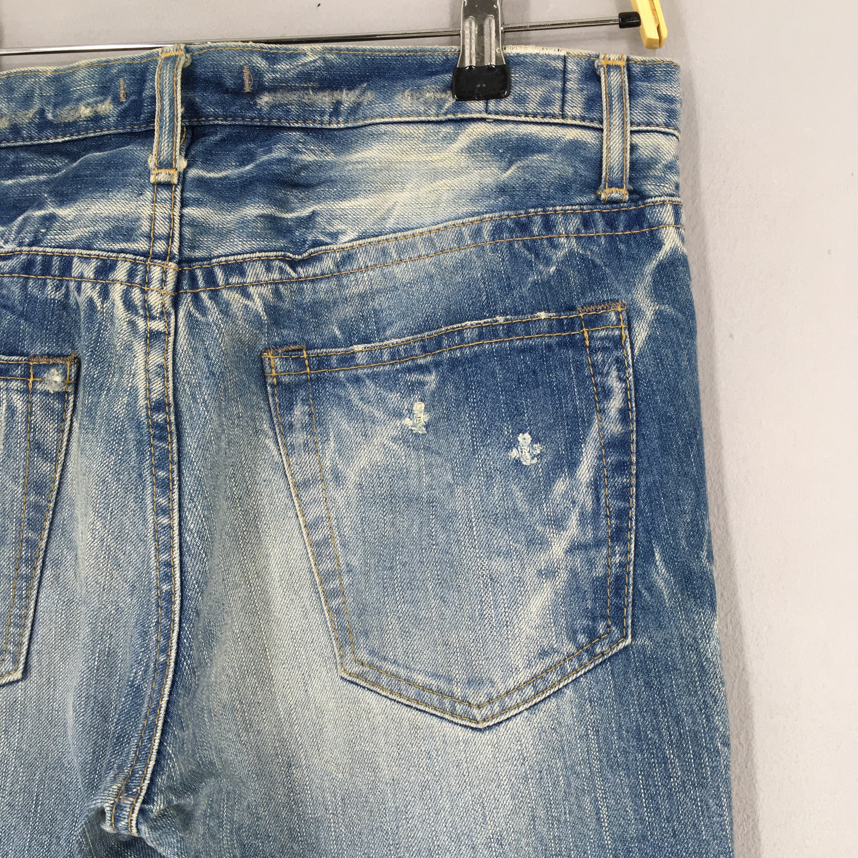 【COLOR iN ID】twisted denim Size 30x34 Blue Way Japan Acid Wash Jeans Distressed Slim