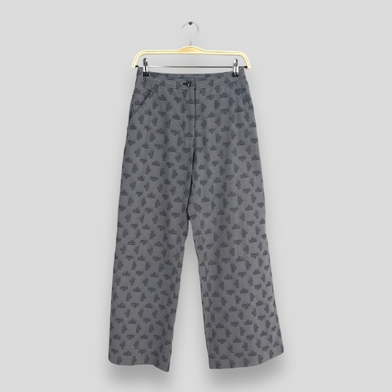 Gianfranco Ferré, Size 26x27 Vintage Gianfranco Ferre Italy Gray Overprinted Monogram Flared Pants Gianfranco Ferre Wide Leg Pants Gianfranco Trouser W26