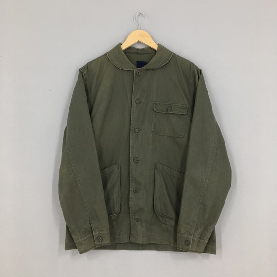Vintage 1980s Workers Usn Collar Jacket Large Workwear Green | Etsy
