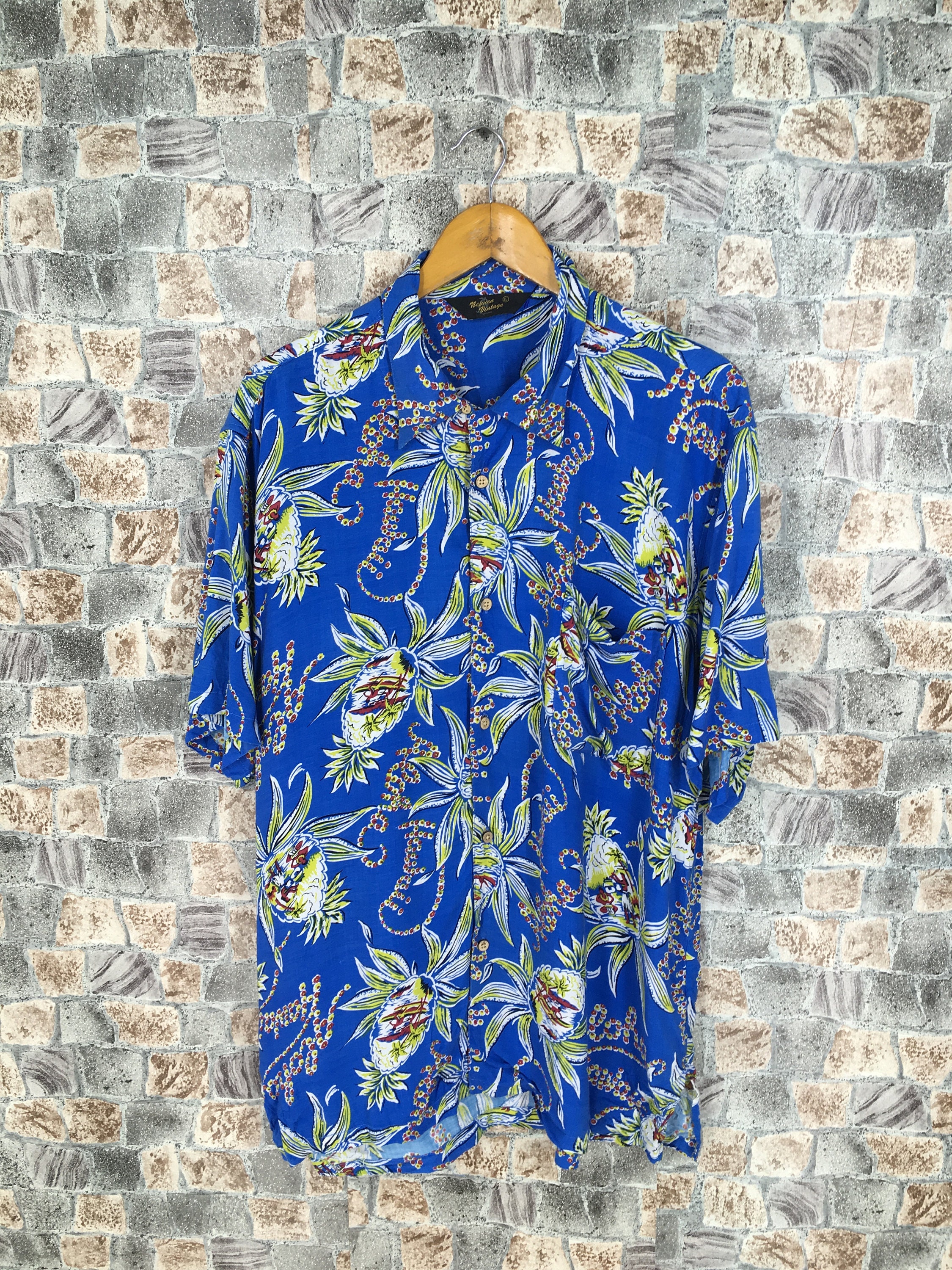 Hawaiian Tropical Rayon Shirt Men Large Vintage 90s Floral Etsy