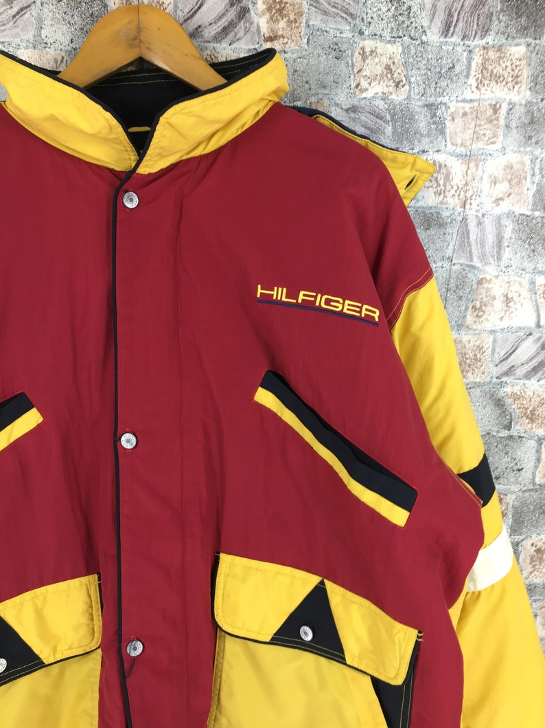 Vintage Tommy Hilfiger Yellow Jacket Bomber Hoodie Size Medium Etsy