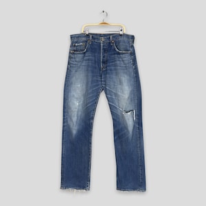 Size 33x31.5 Vintage Y2K Levi&#39;s 501 Distressed Stonewash Jeans 90s Levi&#39;s 501 Faded Dirty Denim Levi&#39;s 501 Blue Levis Usa Jeans Mens W33