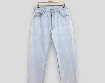 Maat 32 x 29 Vintage jaren 80 Levi's 501 vervaagde blauwe jeans lichte wassing Levi's rechte jeans Levi's 501 knoopgulp denim Levi's Usa jeans W32