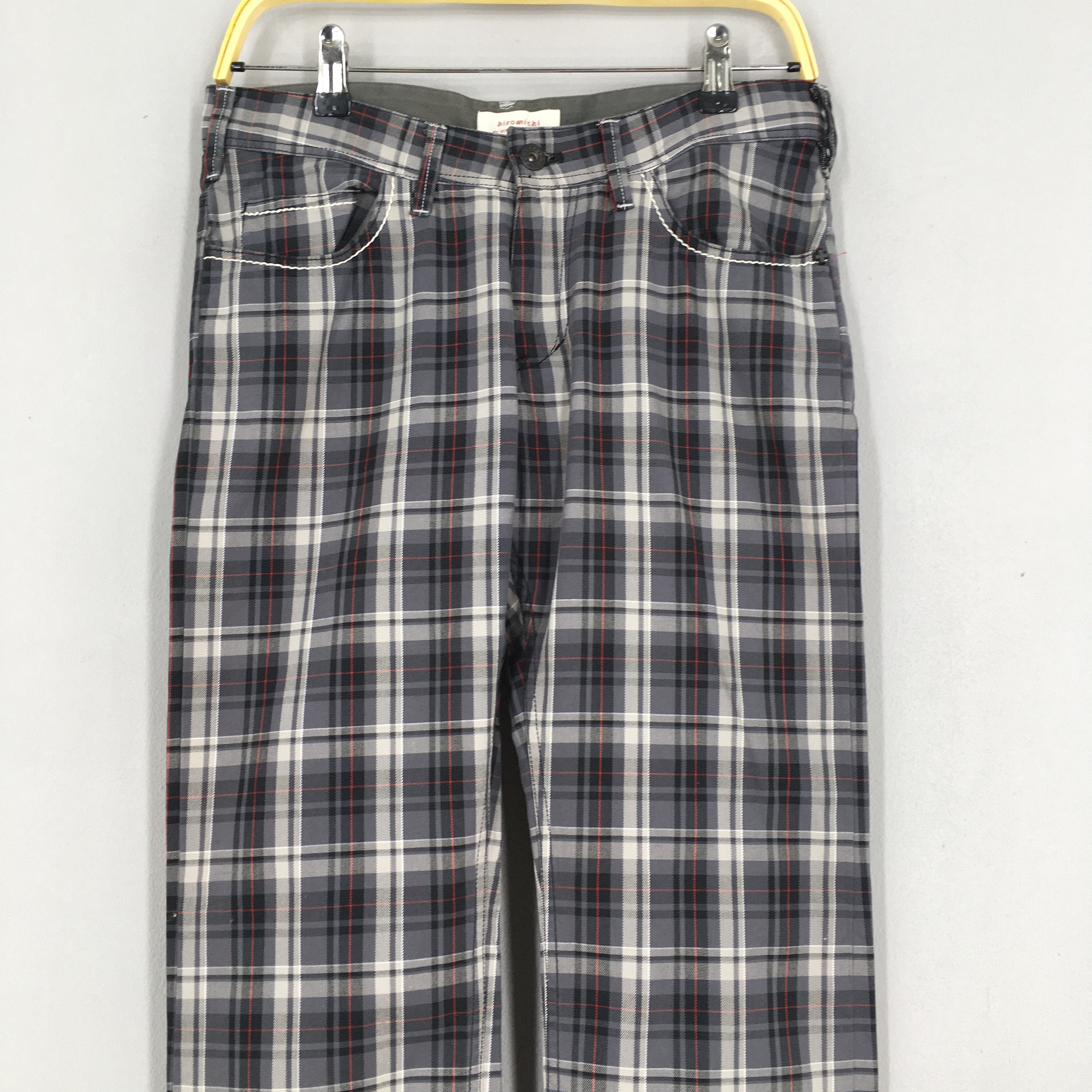Size 30x29 Hiromichi Japanese Tartan Plaid Checkered Casual Size 30x29 Hiromichi Japanese Tartan Plaid Checkered Casual