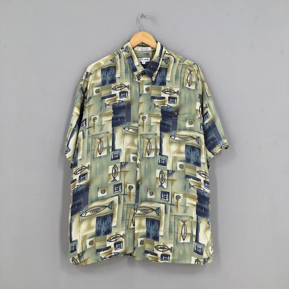 Kleding Gender-neutrale kleding volwassenen Tops & T-shirts Oxfords Viscose Maat L Pierre Cardin Hawaii shirt Hawaii shirt korte mouwen jaren 80 jaren 90 